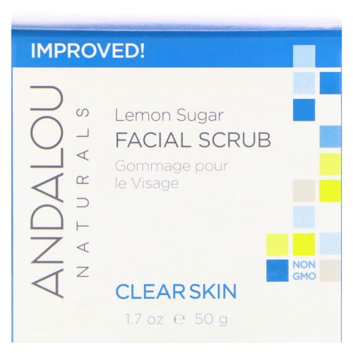 Andalou Naturals, Facial Scrub, Lemon Sugar, Clarifying, 1.7 fl oz (50 ml)