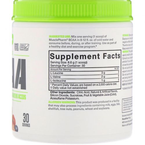 MusclePharm, BCAA Essentials,  Fruit Punch, 0.57 lbs (258 g)