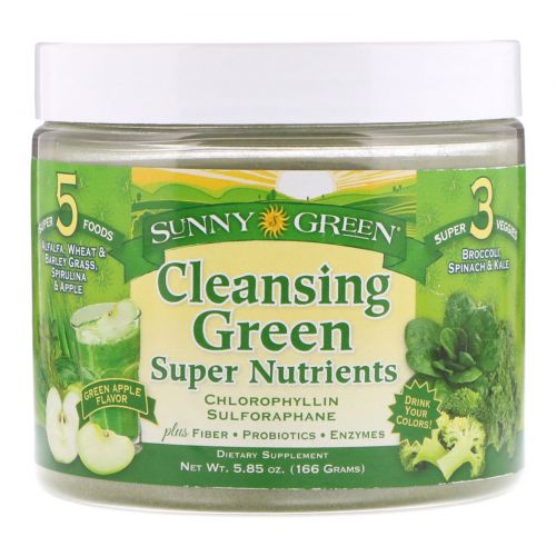 Sunny Green, Cleansing Green Super Nutrients, Green Apple, 5.85 oz (166 g)