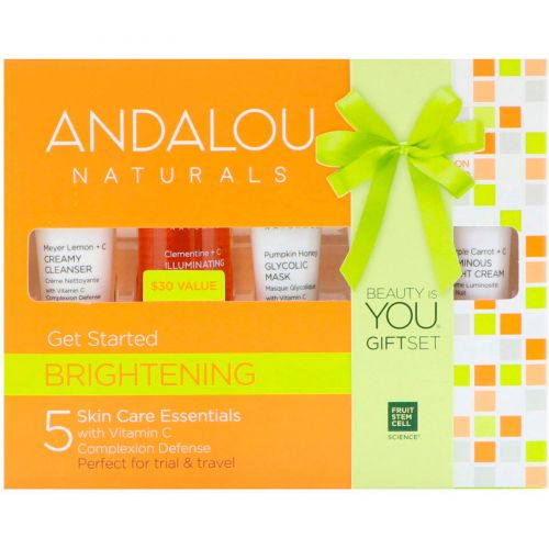 Andalou Naturals, Начни сиять, уход за кожей, 5 предметов в наборе