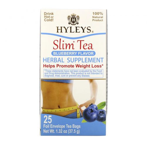 Hyleys Tea, Slim Tea, Blueberry Flavor, 25 Foil Envelope Tea Bags, 1.32 oz (37.5 g)