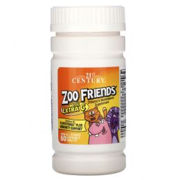 21st Century, Zoo Friends с дополнительным витамином C, 60 жевательных таблеток