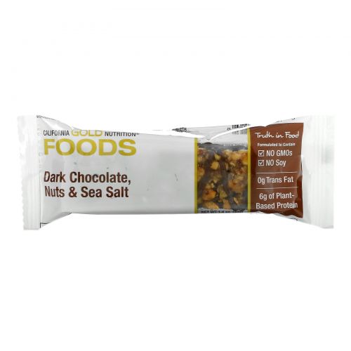 California Gold Nutrition, Батончики с темным шоколадом, орехами и морской солью, 12 баточников, 1,4 унц. (40 г) каждый