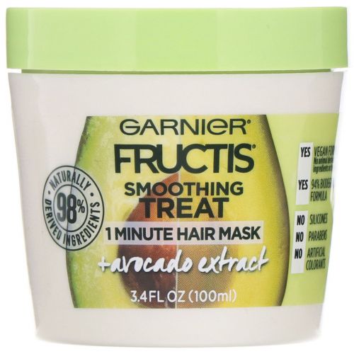 Garnier, Fructis, 1-минутная разглаживающая маска для волос, с экстрактом авокадо, 100 мл