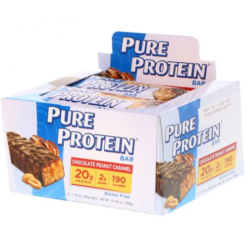 Pure Protein, Батончики с арахисом, шоколадом и карамелью, 6 батончиков, 1,76 унц. (50 г)