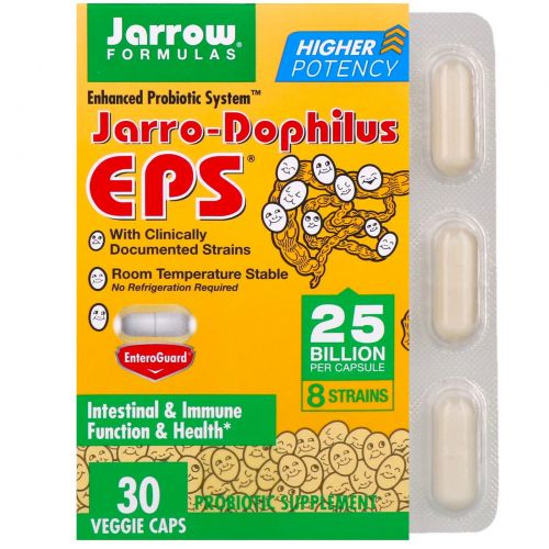 Jarrow Formulas, Jarro-Dophilus EPS, улучшенная пробиотическая система, 30 
овощных капсул