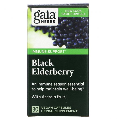 Gaia Herbs, Black Elderberry, 30 Liquid-Filled Capsules