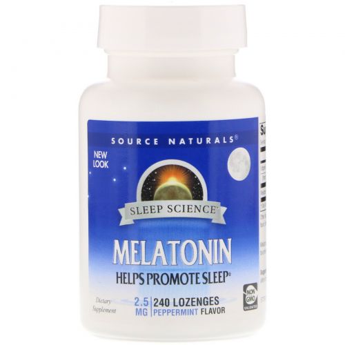 Source Naturals, Melatonin, Peppermint Flavor , 2.5 mg, 240 Lozenges