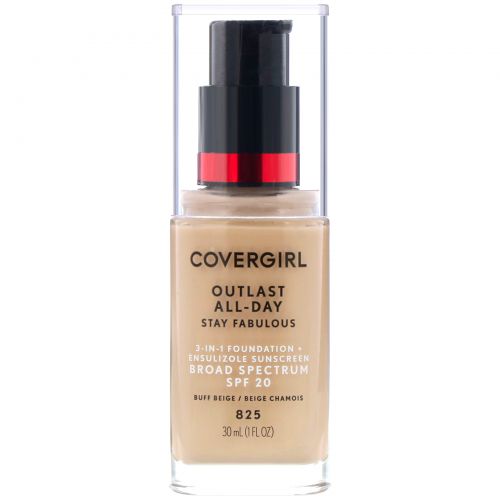 Covergirl, Outlast All-Day Stay Fabulous, тональная основа 3 в 1, оттенок 825 «Желтовато-бежевый», 30 мл (1 жидк. унция)