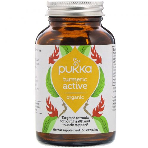 Pukka Herbs, Organic Turmeric, Active, 60 Capsules