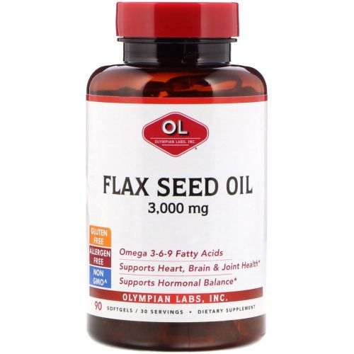 Olympian Labs Inc., Flax Seed Oil, 3,000 mg, 90 Softgels