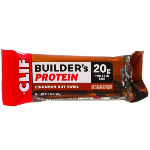 Clif Bar, Builder's Protein Bar, Cinnamon Nut Swirl, 12 Bars, 2.40 oz (68 g) Each