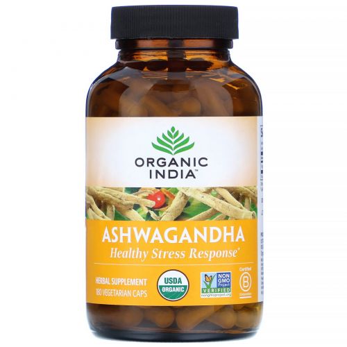 Organic India, Ashwagandha, 180 Vegetarian Caps