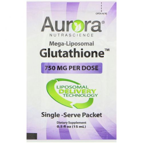 Aurora Nutrascience, Mega-Liposomal Glutathione, 750 mg, 32 Single-Serve Liquid Packets, 0.5 fl oz (15 ml) Each