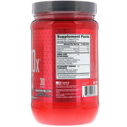 BSN, Амино X, шипучий состав с BCAA, со вкусом арбуза, 15.3 унций (435 г)