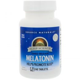 Source Naturals, Мелатонин, Таблетки с замедленным высвобождением, 2 мг, 240 таблеток