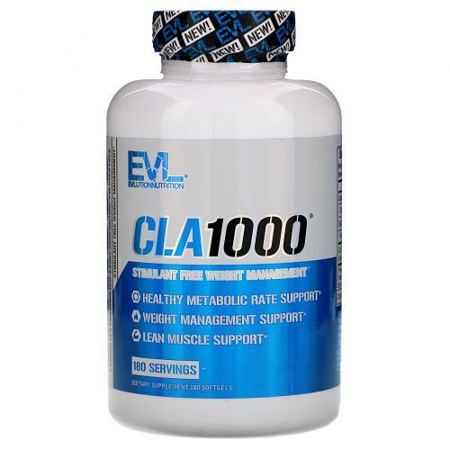 EVLution Nutrition, CLA 1000, Stimulant Free Weight Management, 180 Softgels