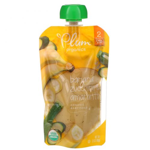 Plum Organics, Organic Baby Food, Stage 2, Banana, Zucchini & Amaranth, 6 Poches, 3.5 oz (99 g) Each