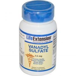 Life Extension, Сульфат ванадила, 7,5 мг, 100 растительных таблеток