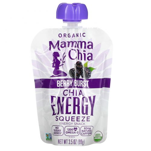 Mamma Chia, Organic Chia Energy Squeeze, Berry Burst, 4 Pouches, 3.5 oz (99 g) Each