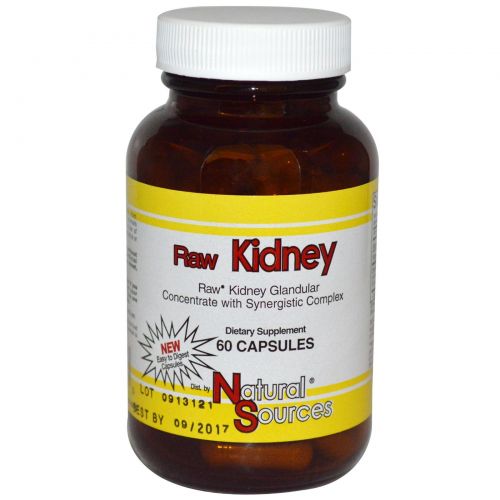 Natural Sources, Raw Kidney, 60 капсул