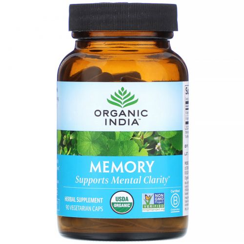 Organic India, Memory, ясность ума, 90 растительных капсул