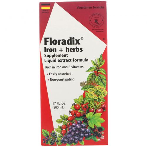 Flora, Флорадикс, железо + травы, жидкий экстракт, 17 жидких унций (500 мл)