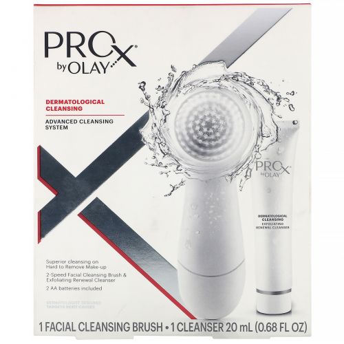 Olay, ProX, Dermatological Cleansing, усовершенствованная система очищения кожи, 1 щетка для очищения, 1 средство для очищения, 20 мл (0,68 жидк. унции)