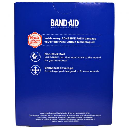 Band Aid, Брендовые пластырные бинты, клейкие подушечки, большие, 10 подушечек