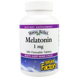 Natural Factors, Мелатонин, 1 мг, 180 жевательных таблеток