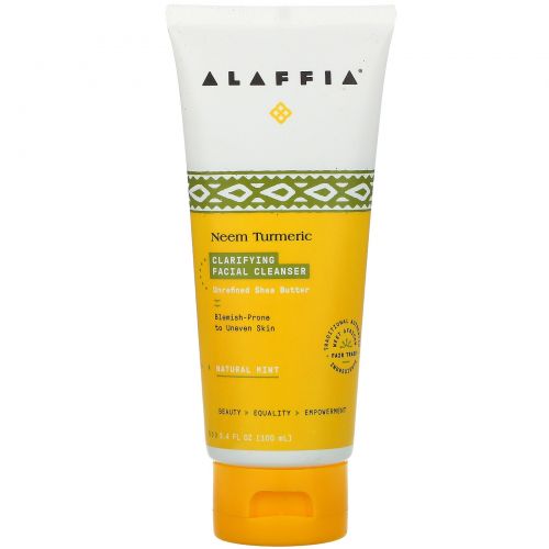 Alaffia, Facial Cleanser, Clarifying Neem, 3.4 fl oz (100 ml)