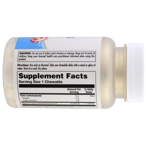 KAL, Ultra D-3, Natural Peppermint Flavor with Xylitol, 5000 IU, 60 Chewables