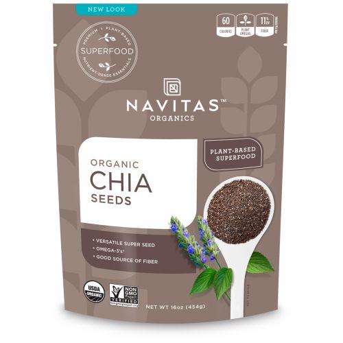 Navitas Organics, Органические семена чиа, 16 унции (454 г)