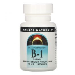 Source Naturals, Витамин B-1, тиамин, 100 мг, 100 таблеток