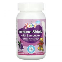 Yum-V's, Immune Shield с бузиной, со вкусом ягод, 60 желе