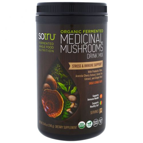 SOTRU, Organic Fermented, Medicinal Mushrooms Drink Mix, Stress & Immune Support, 8.46 oz (240 g)