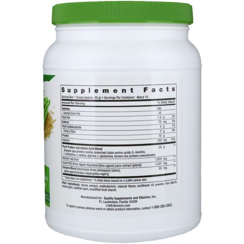 Life Extension, Wellness Code, Plant Protein, Complete and Amino Acid Complex, Vanilla Flavor, 15.87 oz (450 g)