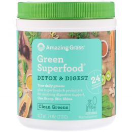 Amazing Grass, Зеленая суперпища, детоксикация и пищеварение, 7,4 унции (210 г)