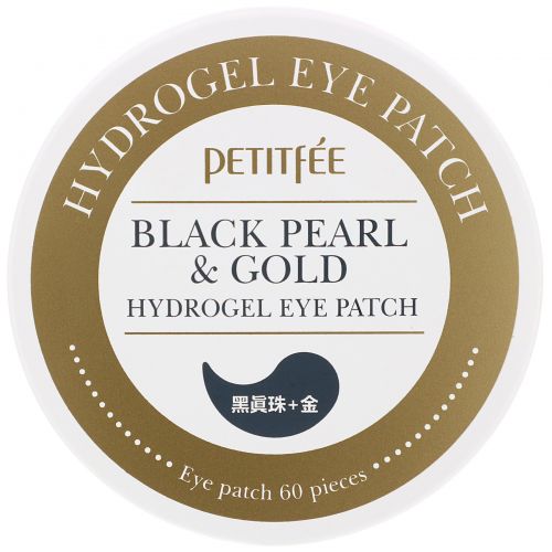 Petitfee, Black Pearl & Gold Hydrogel Eye Patch, 60 pieces