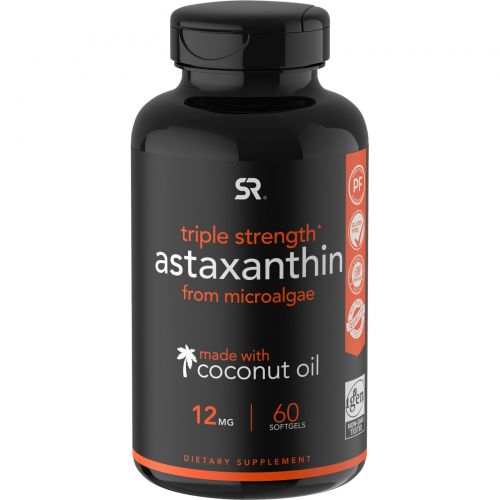 Sports Research, Астаксантин из кокосового масла, тройной концентрации, 12 мг, 60 мягких таблеток