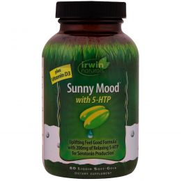 Irwin Naturals, Sunny Mood with 5HTP, Plus Vitamin D3, 80 Liquid Soft-Gels