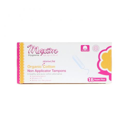 Maxim Hygiene Products, Maxim, органический хлопок, тампоны без аппликатора, супер плюс, 16 тампонов