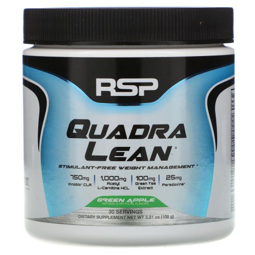 RSP Nutrition, Quadra Lean, Stimulant-Free Weight Management, Green Apple, 3.81 oz (108 g)