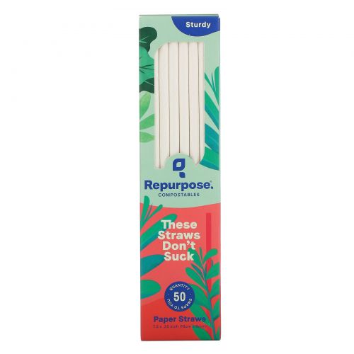 Repurpose, Sturdy, Paper Straws, 50 Count