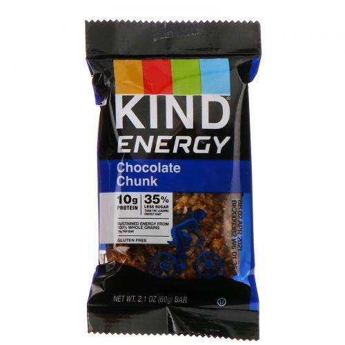 KIND Bars, Energy, Chocolate Chunk, 12 Bars, 2.1 oz (60 g) Each