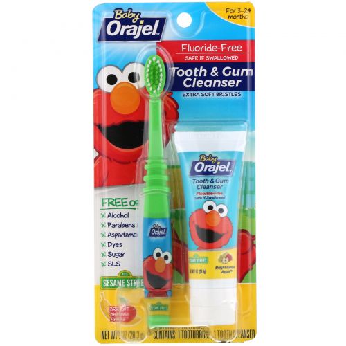 Orajel, Elmo Tooth & Gum Cleanser, Bright Banana Apple, 3-24 Months, 1 oz (28.3 g)