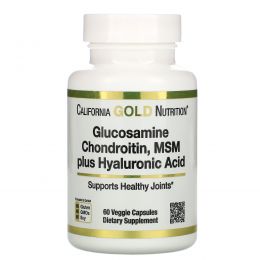 California Gold Nutrition, Глюкозамин, хондроитин, МСМ с гиалуроновой кислотой, 60 растительных капсул