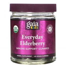 Gaia Herbs, Kids, Everyday Elderberry Gummies, 40 Vegan Gummies