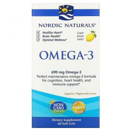 Nordic Naturals, Омега-3, с лимонным вкусом, 690 мг, 60 капсул