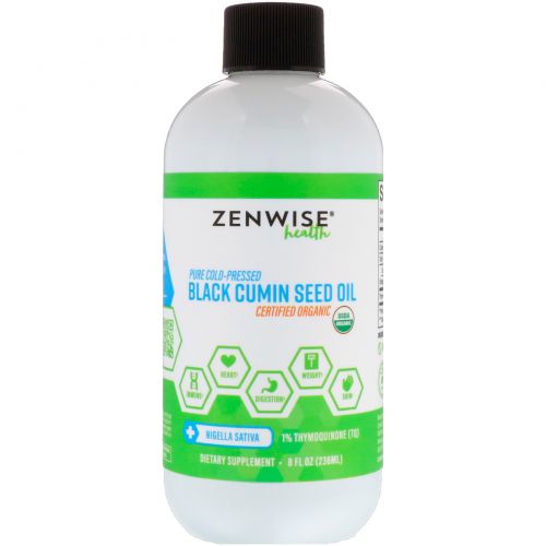 Zenwise Health, Органический продукт, чистое масло семян черного тмина холодного отжима, 8 ж. унц. (236 мл)